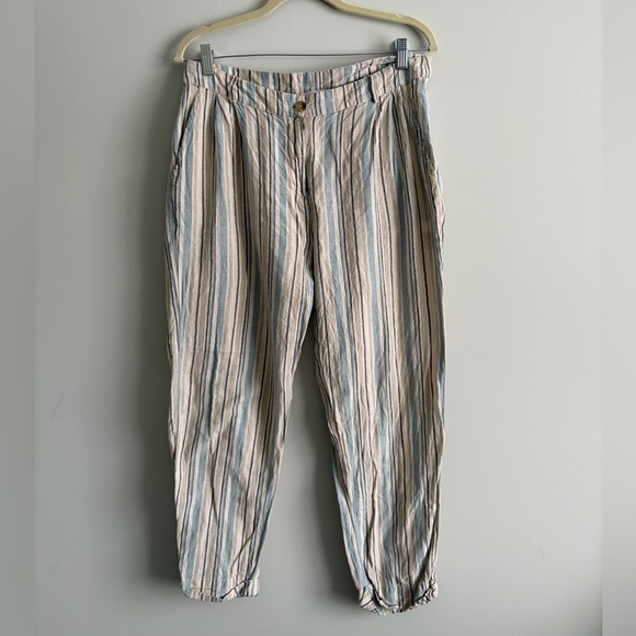 Indi & Cold Pants - Indi & Cold Linen Pant Blue and Neutrals Stripe